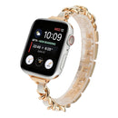 Small Waist Stainless Steel Strap Watch Band For Apple Watch Series 7 41mm / 6 & SE & 5 & 4 40mm / 3 & 2 & 1 38mm(Rose Gold White)