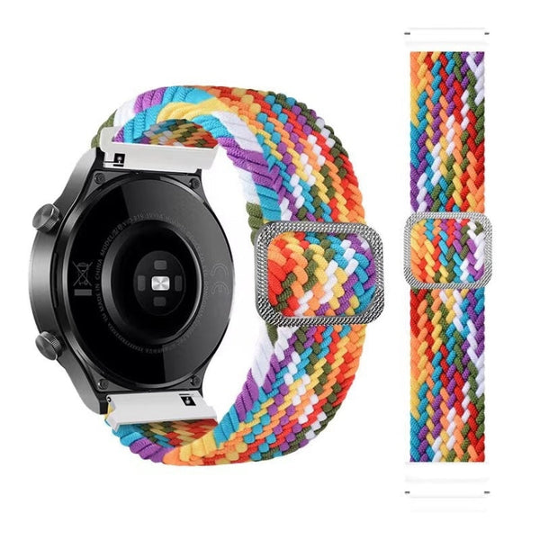 For Huawei Watch 3 / 3 Pro Adjustable Nylon Braided Elasticity Watch Band(Rainbow)
