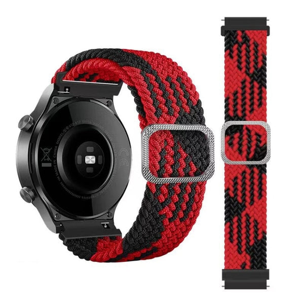 For Huawei Watch 3 / 3 Pro Adjustable Nylon Braided Elasticity Watch Band(Red Black)