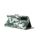 For Huawei P50 Cloud Fog Pattern Horizontal Flip Leather Case with Holder & Card Slot & Wallet(Dark Green)