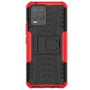 For OPPO Realme 8 / 8 Pro Tire Texture Shockproof TPU+PC Protective Case with Holder(Red)