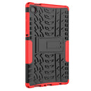 For Samsung Galaxy Tab A7 Lite Tire Texture Shockproof TPU+PC Protective Case with Holder(Red)