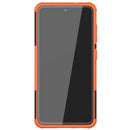 For Samsung Galaxy S21 FE Tire Texture Shockproof TPU+PC Protective Case with Holder(Orange)