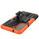 For Samsung Galaxy S21 FE Tire Texture Shockproof TPU+PC Protective Case with Holder(Orange)