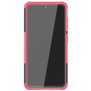 For Samsung Galaxy S21 FE Tire Texture Shockproof TPU+PC Protective Case with Holder(Pink)