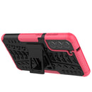 For Samsung Galaxy S21 FE Tire Texture Shockproof TPU+PC Protective Case with Holder(Pink)