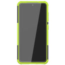 For Samsung Galaxy S21 FE Tire Texture Shockproof TPU+PC Protective Case with Holder(Green)