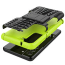 For Samsung Galaxy S21 FE Tire Texture Shockproof TPU+PC Protective Case with Holder(Green)