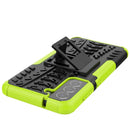For Samsung Galaxy S21 FE Tire Texture Shockproof TPU+PC Protective Case with Holder(Green)