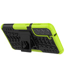 For Samsung Galaxy S21 FE Tire Texture Shockproof TPU+PC Protective Case with Holder(Green)