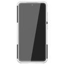 For Samsung Galaxy S21 FE Tire Texture Shockproof TPU+PC Protective Case with Holder(White)