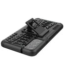 For Samsung Galaxy S21 FE Tire Texture Shockproof TPU+PC Protective Case with Holder(Black)