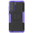 For Samsung Galaxy S21 FE Tire Texture Shockproof TPU+PC Protective Case with Holder(Purple)