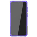 For Samsung Galaxy S21 FE Tire Texture Shockproof TPU+PC Protective Case with Holder(Purple)