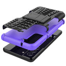 For Samsung Galaxy S21 FE Tire Texture Shockproof TPU+PC Protective Case with Holder(Purple)