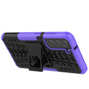 For Samsung Galaxy S21 FE Tire Texture Shockproof TPU+PC Protective Case with Holder(Purple)