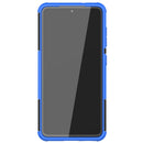 For Samsung Galaxy S21 FE Tire Texture Shockproof TPU+PC Protective Case with Holder(Blue)