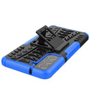 For Samsung Galaxy S21 FE Tire Texture Shockproof TPU+PC Protective Case with Holder(Blue)
