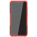 For Samsung Galaxy S21 FE Tire Texture Shockproof TPU+PC Protective Case with Holder(Red)
