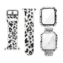 Silicone Printing Integrated Watch Case Watch Band For Apple Watch Series 7 45mm / & 6 & SE & 5 & 4 44mm(White-haired Leopard)