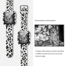 Silicone Printing Integrated Watch Case Watch Band For Apple Watch Series 7 45mm / & 6 & SE & 5 & 4 44mm(White-haired Leopard)