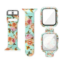 Silicone Printing Integrated Watch Case Watch Band For Apple Watch Series 7 45mm / & 6 & SE & 5 & 4 44mm(Yellow Rose)