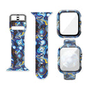 Silicone Printing Integrated Watch Case Watch Band For Apple Watch Series 7 45mm / & 6 & SE & 5 & 4 44mm(Blue Space)