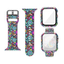 Silicone Printing Integrated Watch Case Watch Band For Apple Watch Series 7 45mm / & 6 & SE & 5 & 4 44mm(Ferris Wheel)