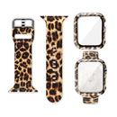 Silicone Printing Integrated Watch Case Watch Band For Apple Watch Series 7 45mm / & 6 & SE & 5 & 4 44mm(Black Leopard)