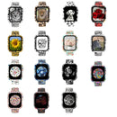 Silicone Printing Integrated Watch Case Watch Band For Apple Watch Series 7 45mm / & 6 & SE & 5 & 4 44mm(Black Leopard)