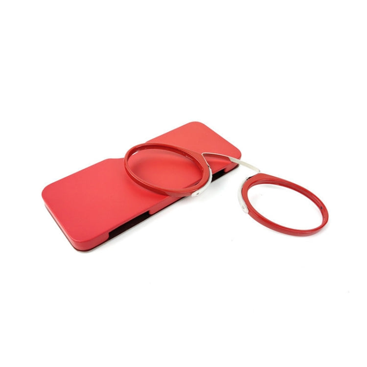 Mini Clip Nose Style Presbyopic Glasses without Temples, Positive Diopters:+3.50(Red)