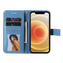 For OPPO A15 / A15s 7-petal Flowers Embossing Pattern Horizontal Flip PU Leather Case with Holder & Card Slots & Wallet & Photo Frame(Blue)
