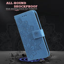 For OPPO A15 / A15s 7-petal Flowers Embossing Pattern Horizontal Flip PU Leather Case with Holder & Card Slots & Wallet & Photo Frame(Blue)