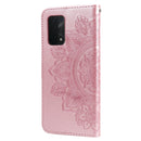 For OPPO A74 4G / F19 4G 7-petal Flowers Embossing Pattern Horizontal Flip PU Leather Case with Holder & Card Slots & Wallet & Photo Frame(Rose Gold)
