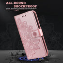 For OPPO A74 4G / F19 4G 7-petal Flowers Embossing Pattern Horizontal Flip PU Leather Case with Holder & Card Slots & Wallet & Photo Frame(Rose Gold)