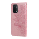 For OPPO A93 5G / A74 5G / A54 5G 7-petal Flowers Embossing Pattern Horizontal Flip PU Leather Case with Holder & Card Slots & Wallet & Photo Frame(Rose Gold)