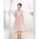 A22101 Girls Summer Star Mesh Princess Dress, Appropriate Height:170cm(Pink)