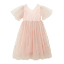 A22101 Girls Summer Star Mesh Princess Dress, Appropriate Height:170cm(Pink)