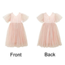 A22101 Girls Summer Star Mesh Princess Dress, Appropriate Height:170cm(Pink)