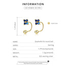 S925 Sterling Silver Round Beads Four-petal Flower Women Earrings(Gold)