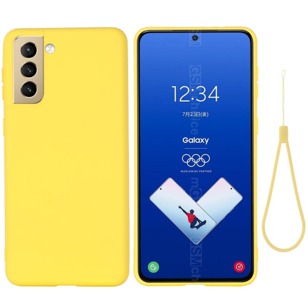 For Samsung Galaxy S21 FE 5G Pure Color Liquid Silicone Shockproof Full Coverage Case(Yellow)