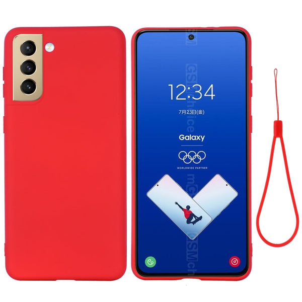 For Samsung Galaxy S21 FE 5G Pure Color Liquid Silicone Shockproof Full Coverage Case(Red)