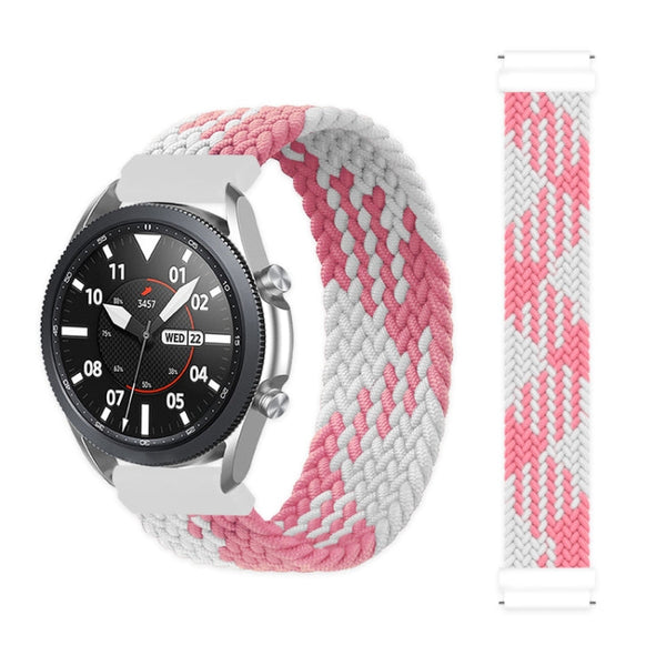 For Garmin Vivoactive 3 Adjustable Nylon Braided Elasticity Watch Band, Size:165mm(Pink White)