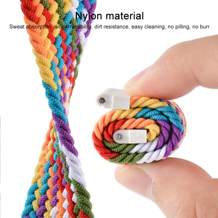 For Huawei Watch 3 / 3 Pro Adjustable Nylon Braided Elasticity Watch Band, Size:135mm(Rainbow)