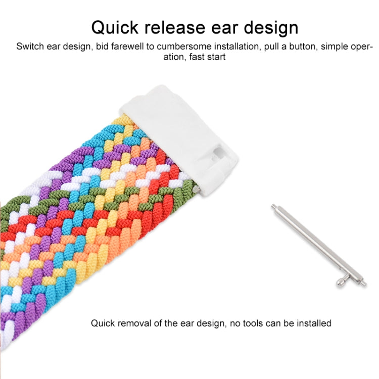 For Huawei Watch 3 / 3 Pro Adjustable Nylon Braided Elasticity Watch Band, Size:135mm(Rainbow)