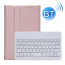 A220 Splittable Bluetooth Keyboard Leather Tablet Case for Samsung Galaxy Tab A7 Lite 8.7 T220 / T225, with Holder & Elastic Band Function(Rose Gold)
