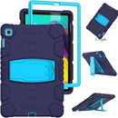 3-Layer Protection Screen Frame + PC + Silicone Shockproof Combination Case with Holder For Samsung Galaxy Tab S5e T720(NavyBlue + Blue)