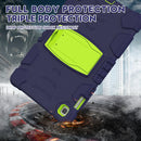 3-Layer Protection Screen Frame + PC + Silicone Shockproof Combination Case with Holder For Samsung Galaxy Tab S5e T720(Navy Blue + Lime)