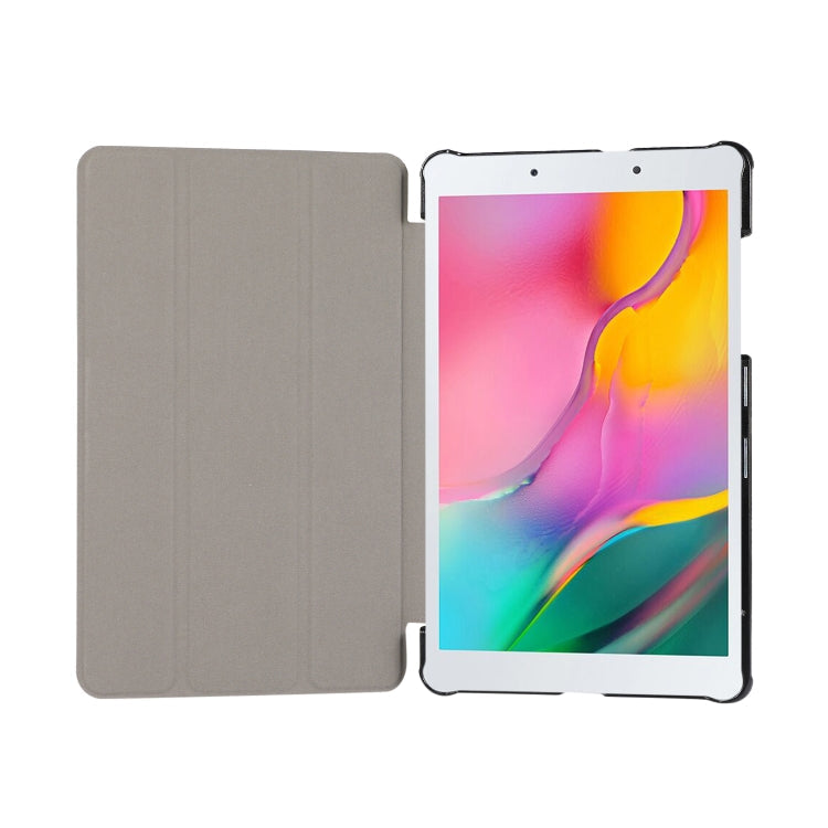 For Samsung Galaxy Tab A7 Lite 8.4 T220/225 3-folding Skin Texture Horizontal Flip TPU + PU Leather Case with Holder(Black)