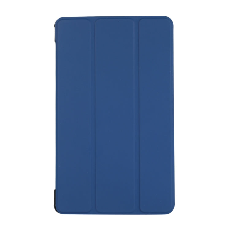For Samsung Galaxy Tab A7 Lite 8.4 T220/225 3-folding Skin Texture Horizontal Flip TPU + PU Leather Case with Holder(Navy Blue)